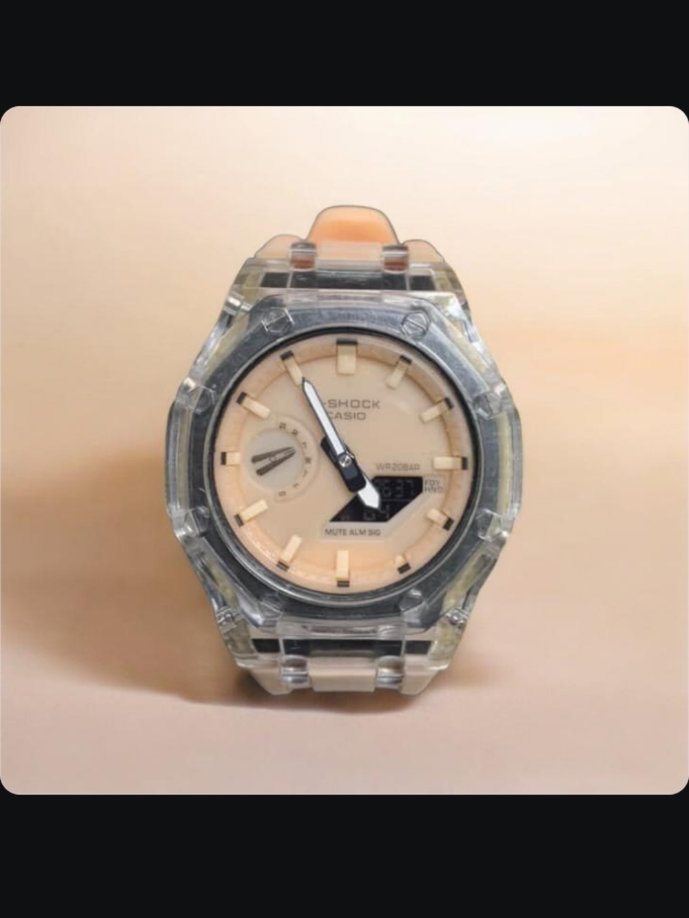Casio G-Shock Clear Transparent Case with Beige Dial